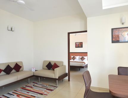 Living Room |Book Alcove Service Apartments in Bangalore